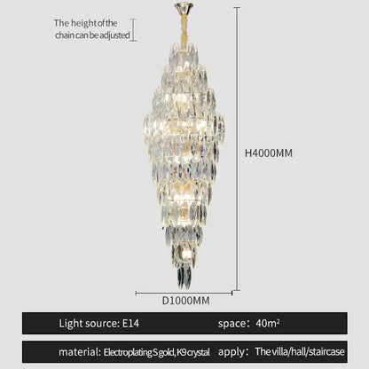 A decorbites crystal chandelier featuring cascading clear k9 crystal tiers with an electroplated gold finish for luxe decor