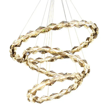 Golden crystal chandelier with three interlocking rings from decorbites crystal chandelier for luxury living spaces