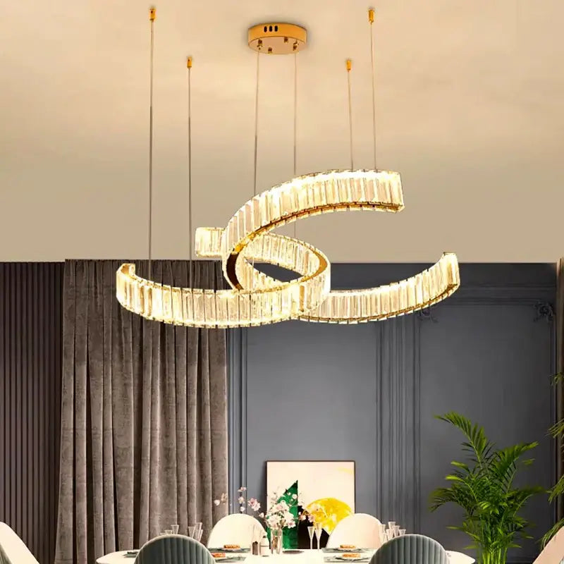 Golden spiral decorbites crystal chandelier with crystal accents for modern home decoration and interior lighting