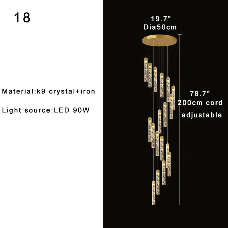 Gold-toned decorbites crystal chandelier with cascading k9 crystal pendants and adjustable cord for two-storey foyer
