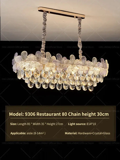 Elegant decorbites crystal chandelier with gold-toned metal frame and cascading glass flowers for living room luxury lighting
