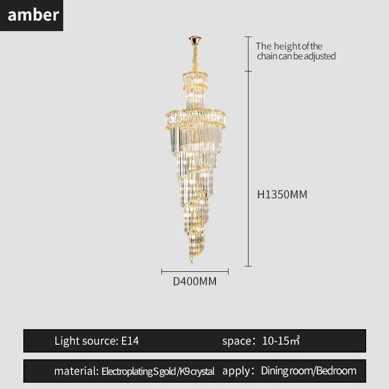 Decorbites crystal chandelier gold electroplated with cascading clear k9 crystal tiers for elegant dining and bedroom spaces
