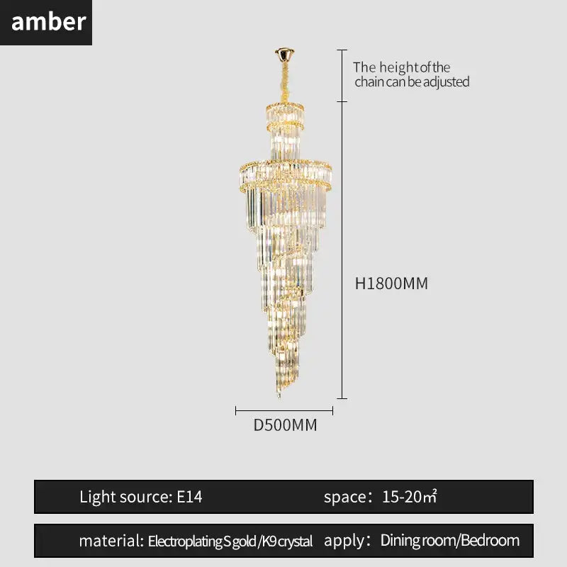 Gold electroplated decorbites crystal chandelier with cascading clear crystals for dining living and master bedroom spaces