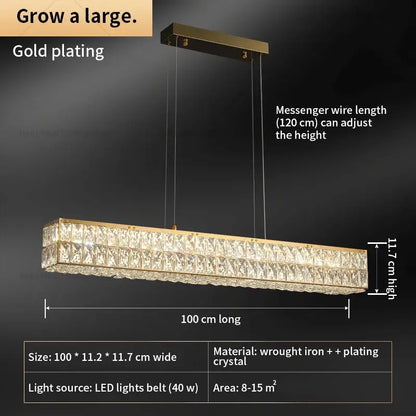 Gold-plated decorbites crystal chandelier with clear crystal tiles and led light belt for living room and dining room
