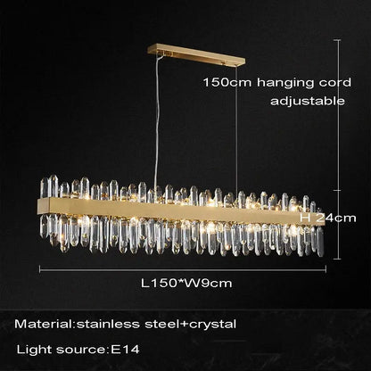 Gold-toned decorbites crystal chandelier led with clear crystal droplets and stainless steel frame for dining room lighting