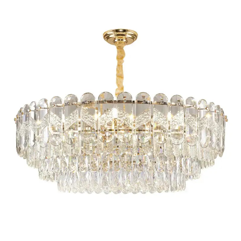 Luxurious decorbites crystal chandelier with gold metal frame and cascading clear glass prisms for modern lighting
