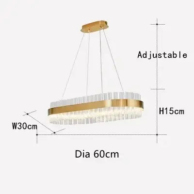 Gold-toned decorbites crystal chandelier led ring with clear crystal rods for dining room and restaurant decor