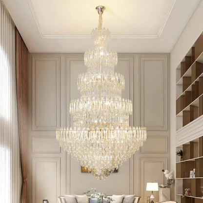 DecorBites crystal chandelier light with polished chrome finish and clear faceted crystals for elegant dining room lighting