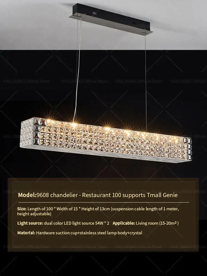 A modern decorbites crystal chandelier light with stainless steel and dual-color led for luxury living room