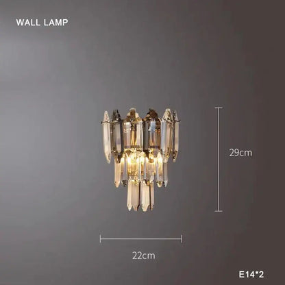 A chic decorbites crystal chandelier light with gold metal frame and clear faceted glass prisms for bedroom and living room