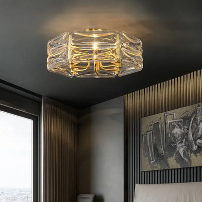 Decorbites crystal chandelier with clear geometric glass and gold-toned metal frame luxury led chandelier lighting