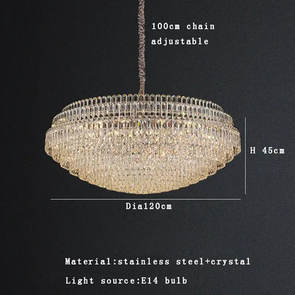 Elegant multi-tiered decorbites crystal chandelier lights with stainless steel frame and adjustable 100cm chain