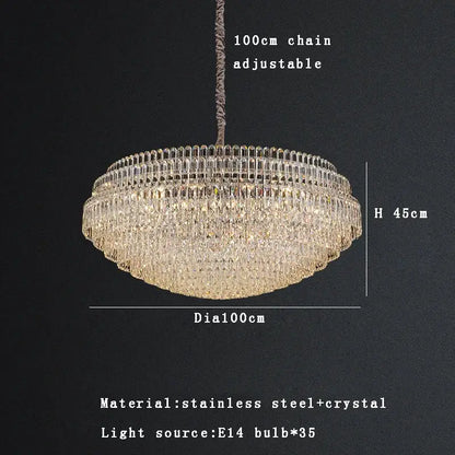 DecorBites™ crystal chandelier lights feature multi-tiered clear crystals with a sleek stainless steel frame