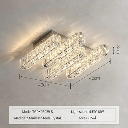 Modern rectangular decorbites crystal chandelier with three crystal bars on stainless steel base for living dining bedroom lighting