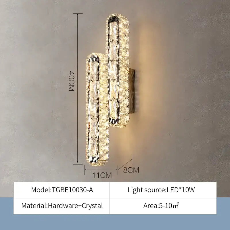 Modern decorbites crystal chandelier wall sconce with crystal-encrusted sleek design and warm dimmable led lighting
