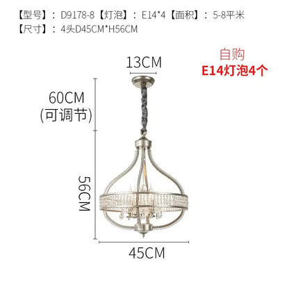 Silver-toned decorbites crystal chandelier pendant light with twisted chain and crystal accents for luxe bedroom and living room