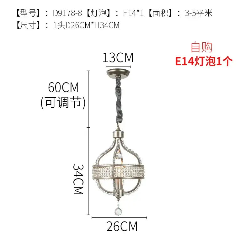 Silver-toned decorbites crystal chandelier pendant light with twisted chain and crystal-encrusted spherical frame