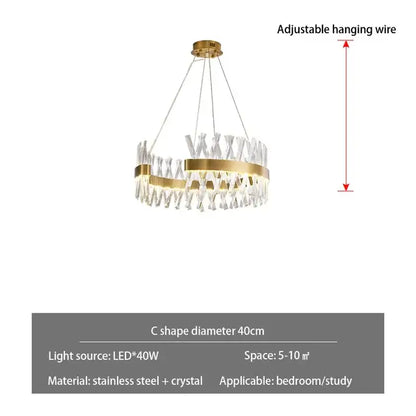 Decorbites crystal chandelier gold tone circular design with clear crystal accents and stainless steel frame for luxury lighting