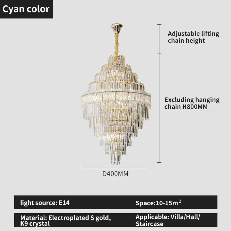 DecorBites crystal chandelier with cascading k9 crystal prisms and gold electroplated accents for elegant living rooms