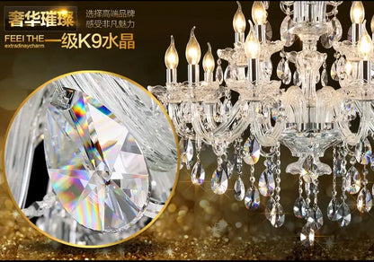 A decorbites crystal chandelier with multi-tiered sparkling teardrop crystals and candle-style bulbs for living rooms