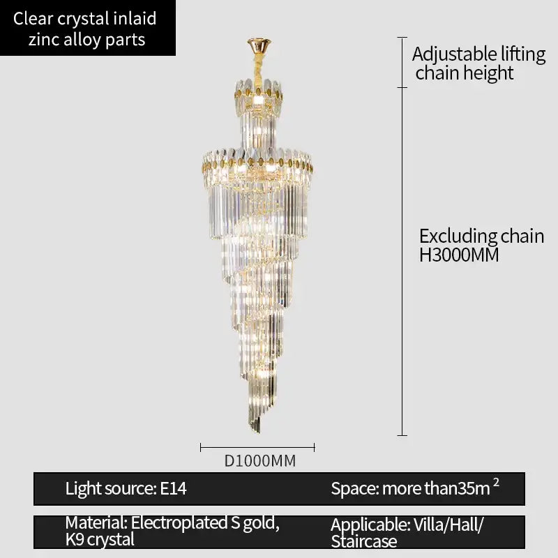Elegant tiered decorbites crystal chandelier with clear k9 crystal and electroplated gold zinc alloy components