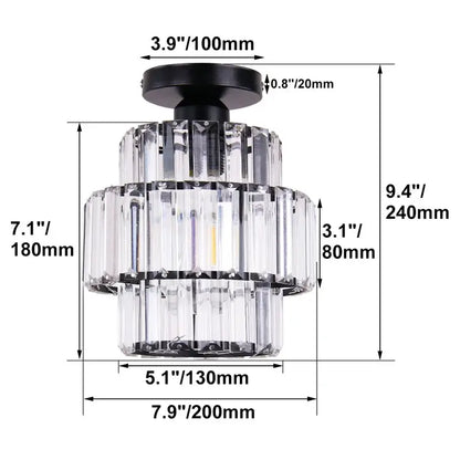Black-finished decorbites crystal chandelier with three tiers of clear faceted crystal prisms for modern spaces