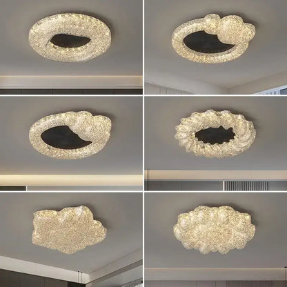 Decorbites crystal chandelier modern textured ceiling light with shimmering gold finish and intricate crystal detailing