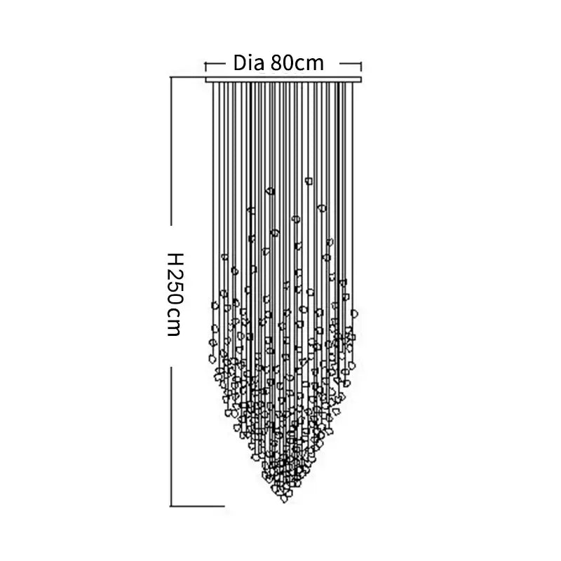 Decorbites crystal chandelier with cascading clear crystal beads modern led lighting fixture for staircase and lobby