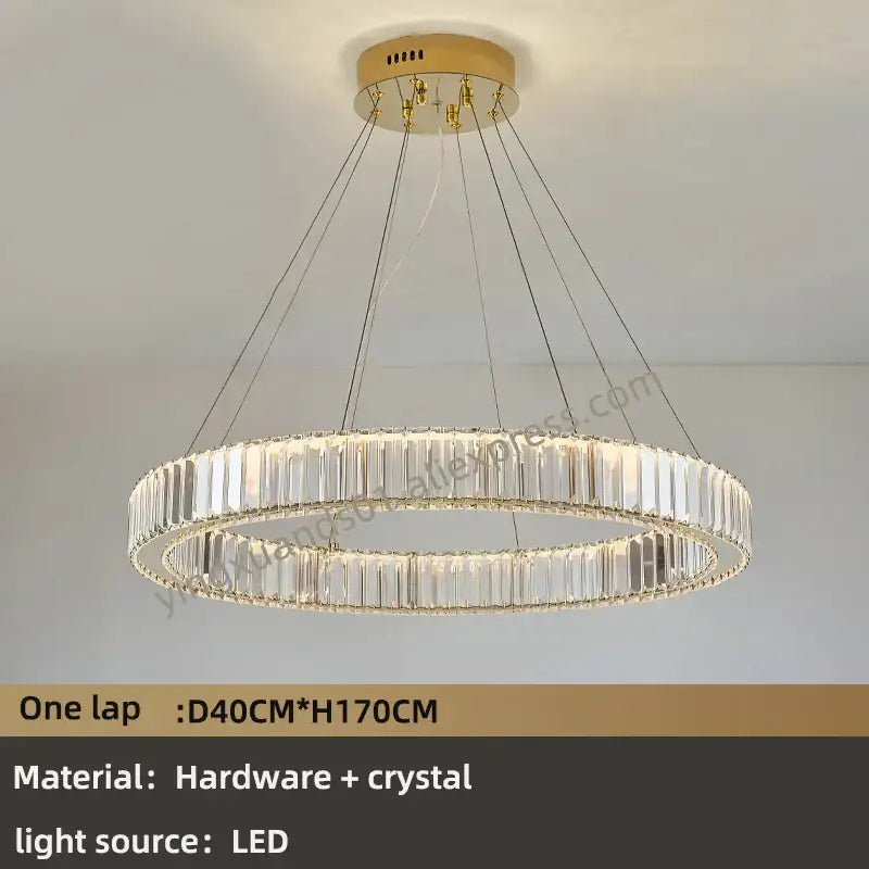 Decorbites crystal chandelier with gold ceiling mount and clear crystal prisms for modern villa and duplex halls