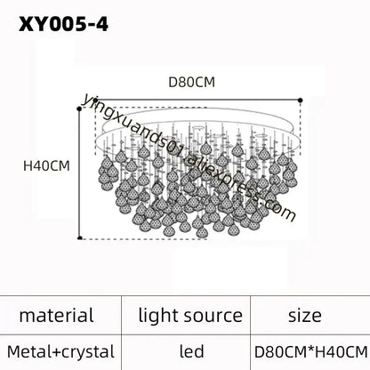 Modern decorbites crystal chandelier with circular metal frame and crystal teardrop pendants for living room and bedroom