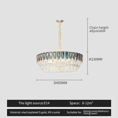 Luxurious decorbites crystal chandelier with electroplated gold frame and k9 crystals for modern luxury lighting
