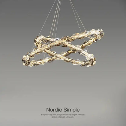 Decorbites crystal chandelier pendant light with modern geometric gold and clear crystal design dimmable luxury LED chrome