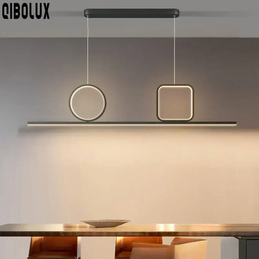 Modern minimalist decorbites crystal chandelier pendant light with black bar and geometric led lamps for living and dining room décor