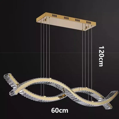 Gold-toned decorbites crystal chandelier pendant light with intertwined crystal arms and led lighting for living room