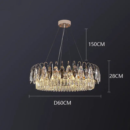 Decorbites crystal chandelier pendant light with cascading clear crystal droplets rose gold frame for indoor use