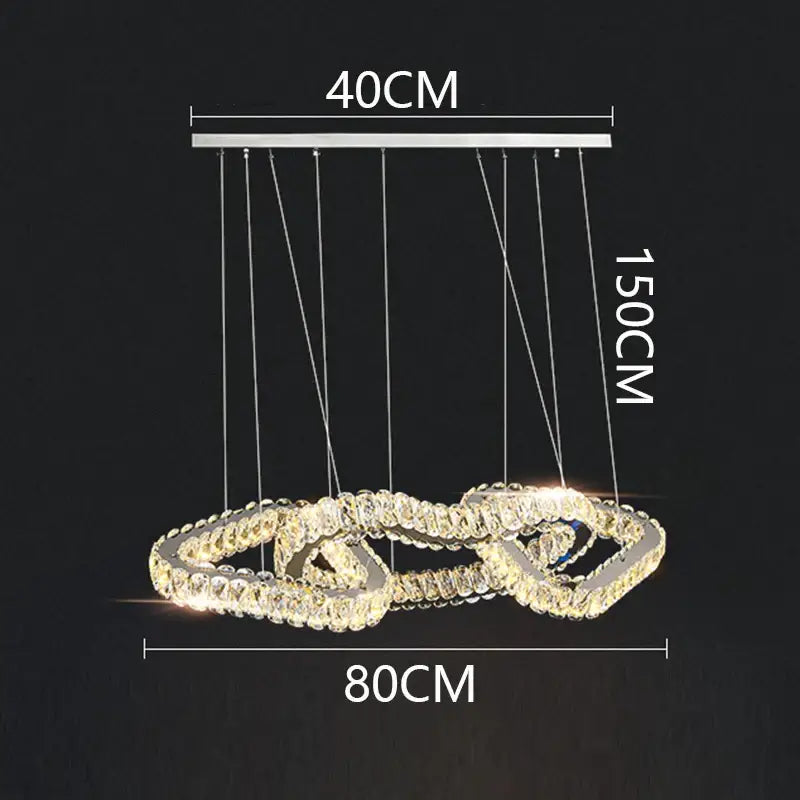 Decorbites crystal chandelier pendant light with double-looped crystal design chrome finish warm led lighting for living room
