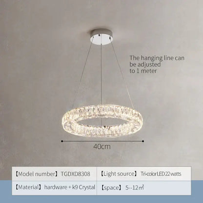 A modern decorbites crystal chandelier ring with sleek metallic base and sparkling k9 crystal for elegant indoor lighting