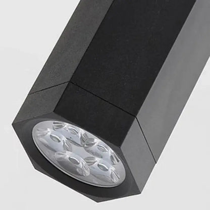 Black hexagonal led light fixture with clear lens housing multiple leds for decorbites crystal chandelier lighting