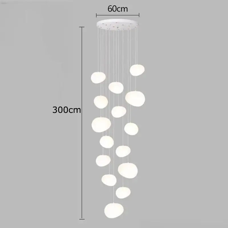 White modern decorbites crystal chandelier pendant lamp with oval frosted glass globes for living room lighting