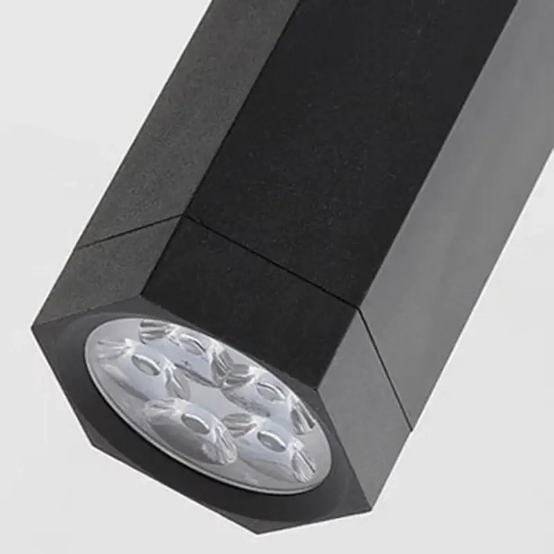 Black hexagonal led pendant lamp with clear lens multiple leds in decorbites crystal chandelier stair lighting design
