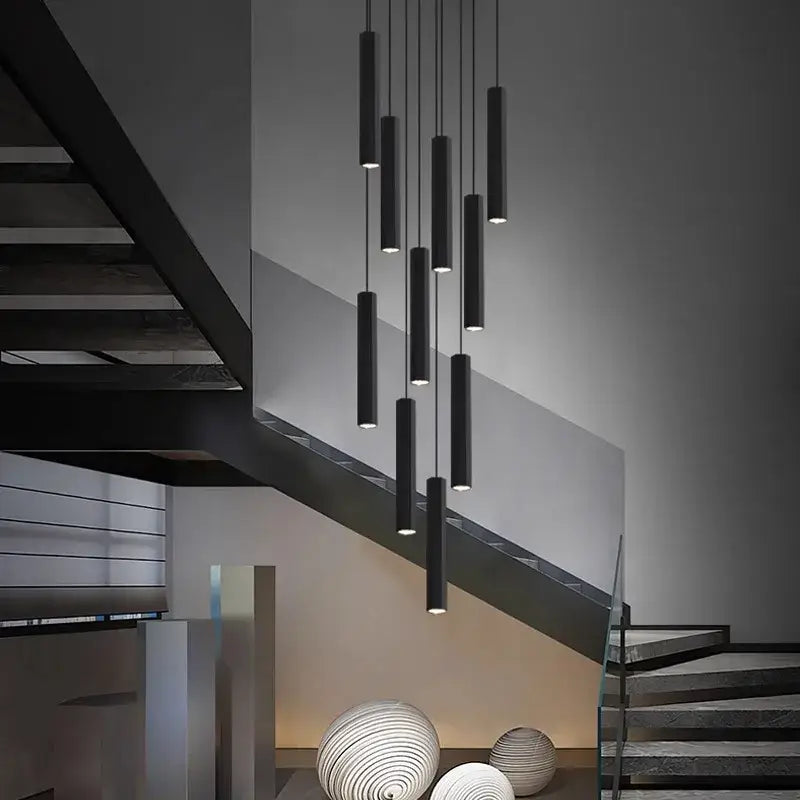 Black cylindrical pendant lamp from decorbites crystal chandelier stair collection for modern living room lighting