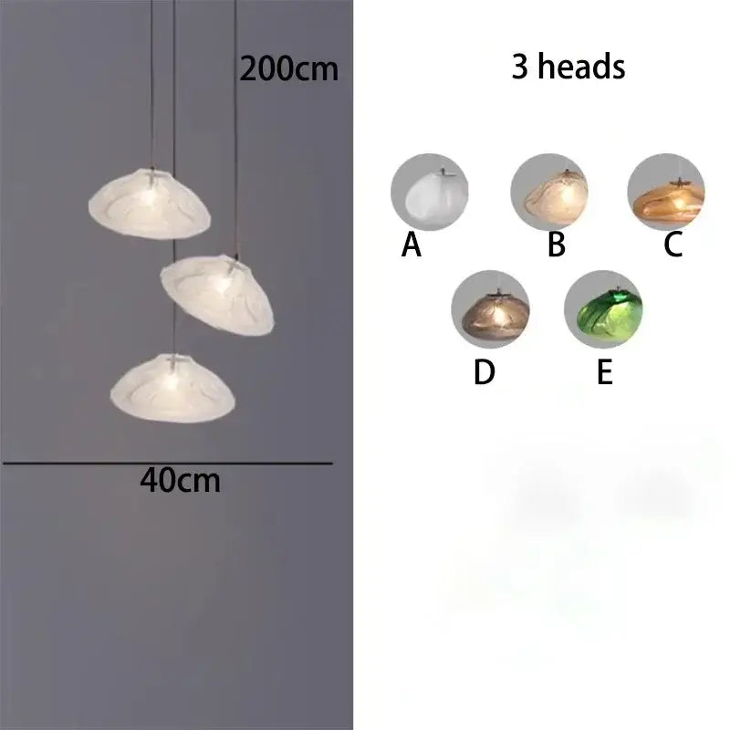Modern white shell-shaped pendant light fixture with three heads for decorbites crystal chandelier stair lighting