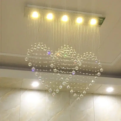 Decorbites crystal chandelier table lamp set with heart-shaped clear glass beads for modern minimalist rooms