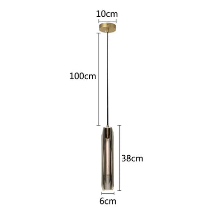 A sleek decorbites crystal copper chandelier with cylindrical smoked glass shade and brass finish for living room lighting