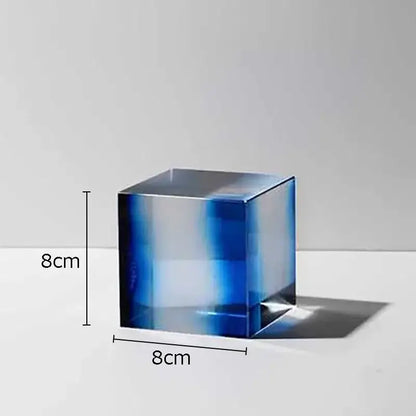 An 8cm translucent blue glass decorbites crystal cube with gradient color for living room decor and crystal cube ornaments