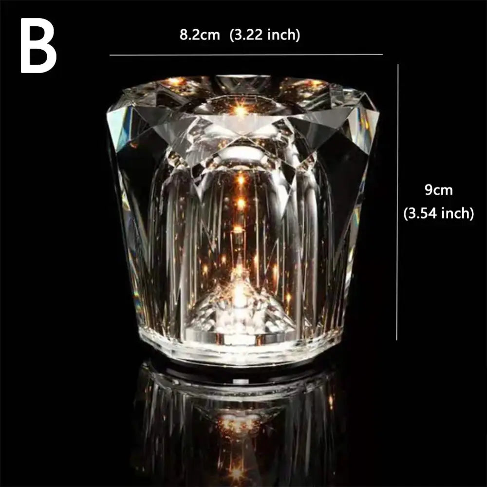 Decorbites crystal diamond night light glass table lamp with clear faceted crystal design and internal led light