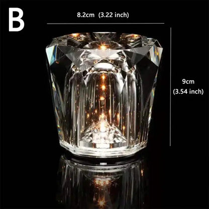 Decorbites crystal diamond night light glass table lamp with clear faceted crystal design and internal led light