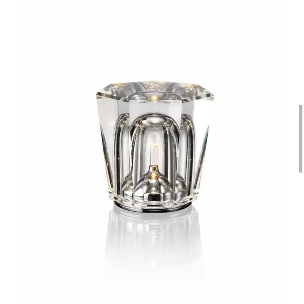 Decorbites crystal diamond night light clear faceted glass candle holder with led bulb for bedroom table lamp