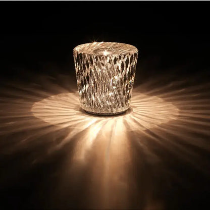 Decorbites crystal diamond night light clear intricately cut glass candle holder refracting radiant beams