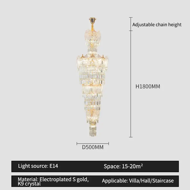 Elegant decorbites crystal european tiered chandelier with electroplated gold and k9 crystal for living room lighting